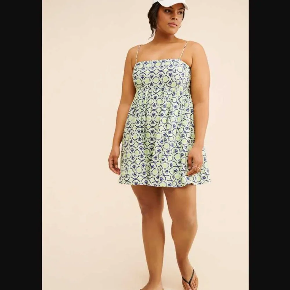 Anthropologie Maeve Blue, Green and White Mini Dress - Picture 1 of 14